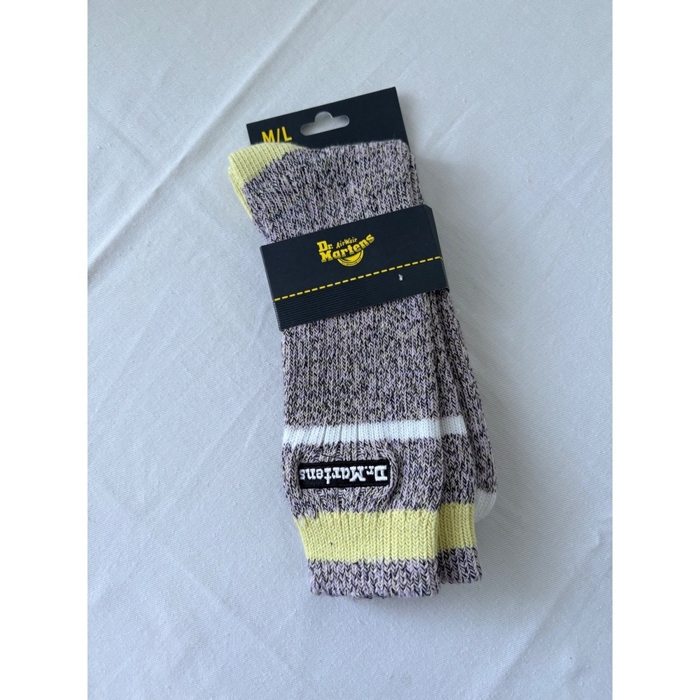 Dr Martens Socks Medium Large Purple Yellow White Stripe Crew Socks New